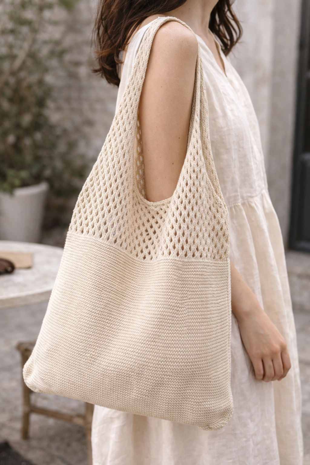 Women’s Bohemian Handbag – Knitted Floral Nylon Shoulder Bag for Everyday Casual Style