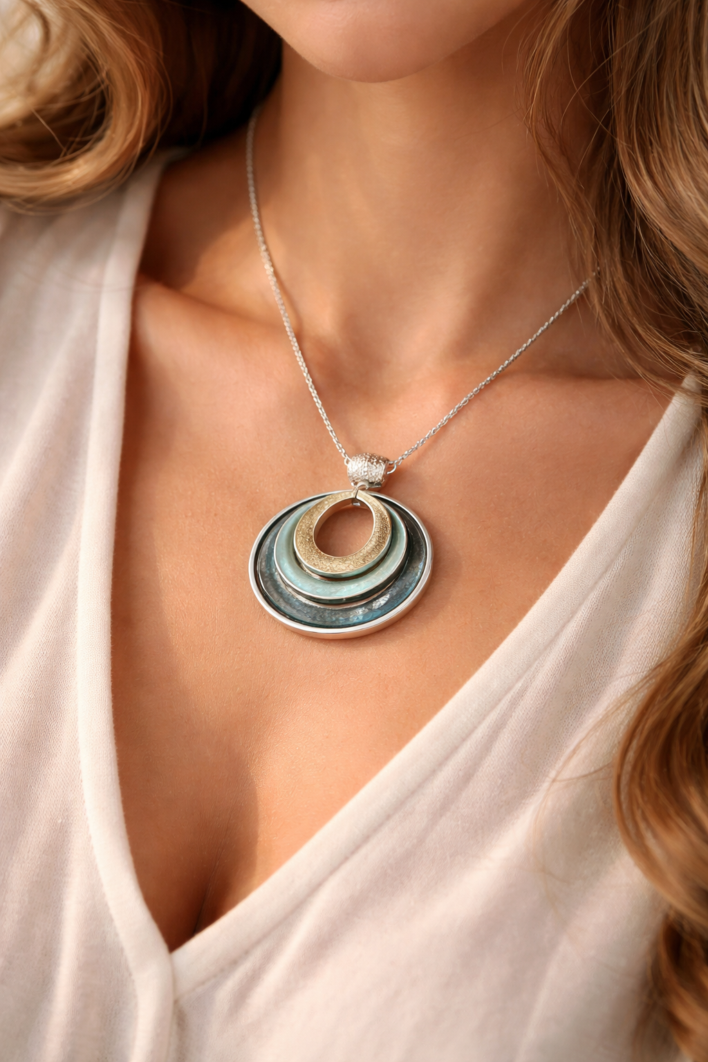 Bohemian Macaroon Enamel Geometric Pendant Necklace – Stylish, Modern & Versatile