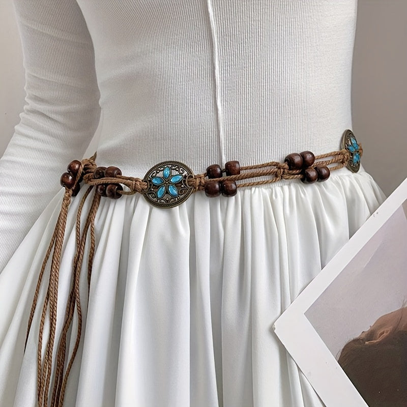Women’s Braided Belt – Vintage Ethnic Boho Chic Decorative Accessory