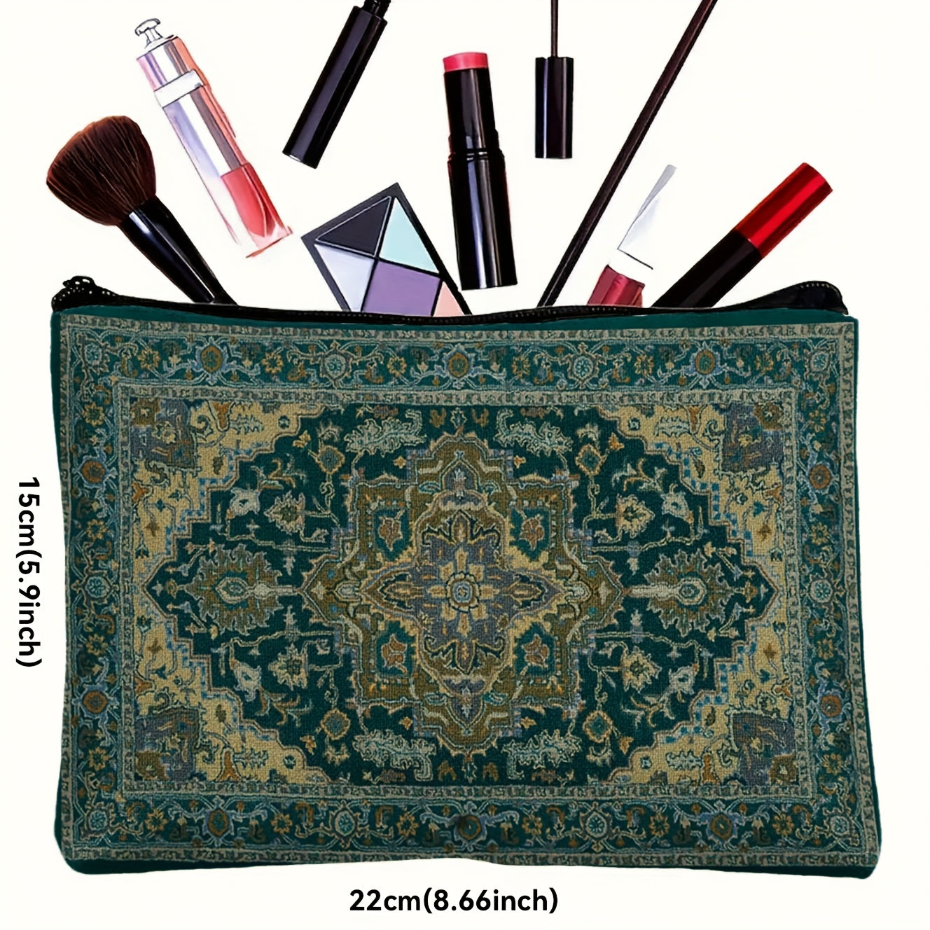 Boho Turquoise & Golden Paisley Toiletry Bag