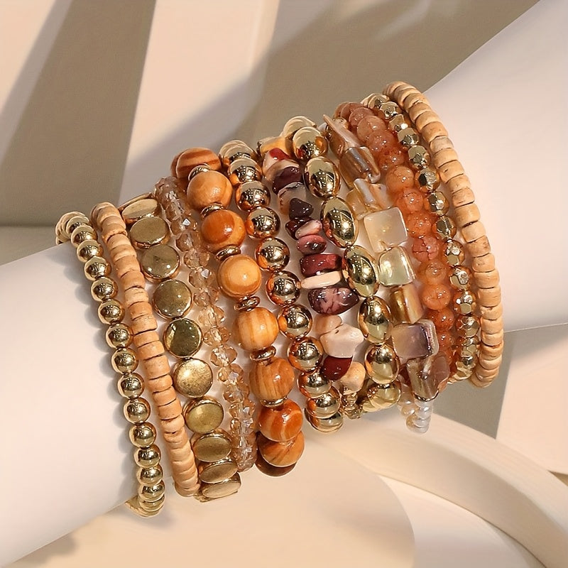 Bohemian Beach Bracelet Set – 12pcs Handmade Braided & Beaded Bracelets