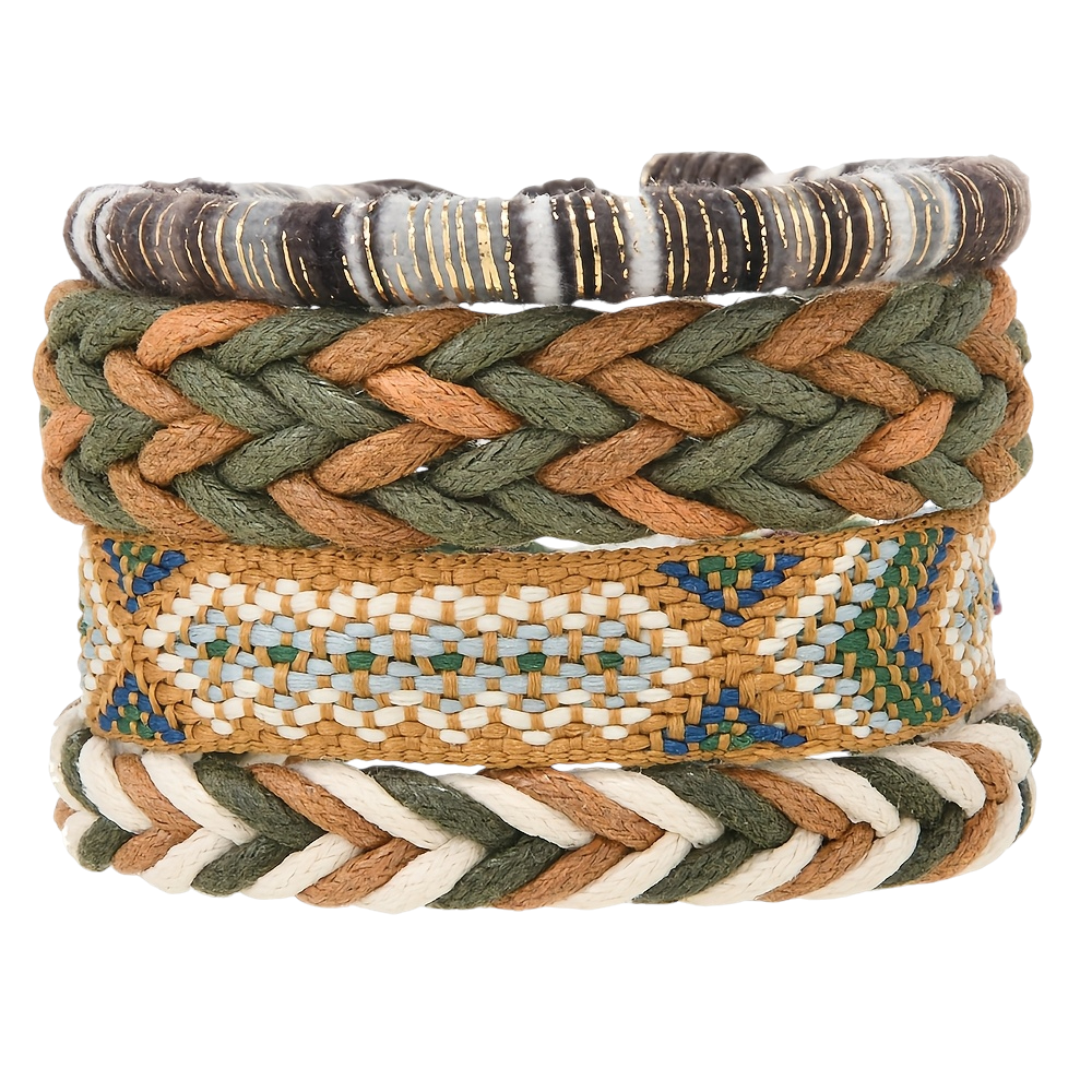 4pcs Bohemian Handmade Braided Bracelets – Vintage Style Jewellery