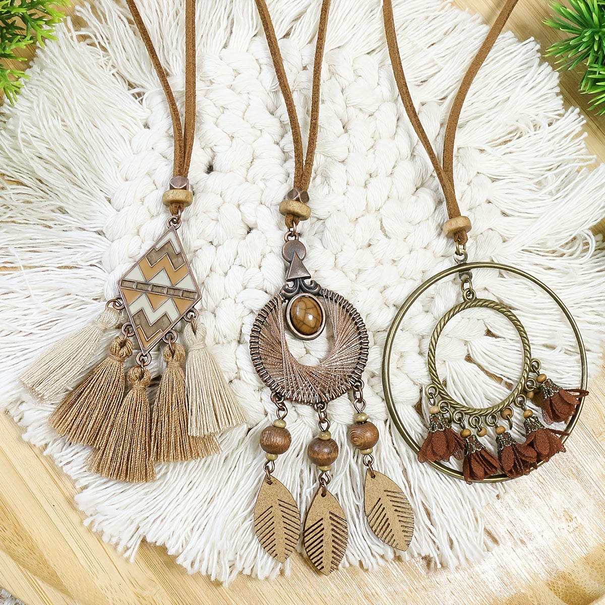 Brown Series Bohemian Pendant Necklace Set – Set of 3