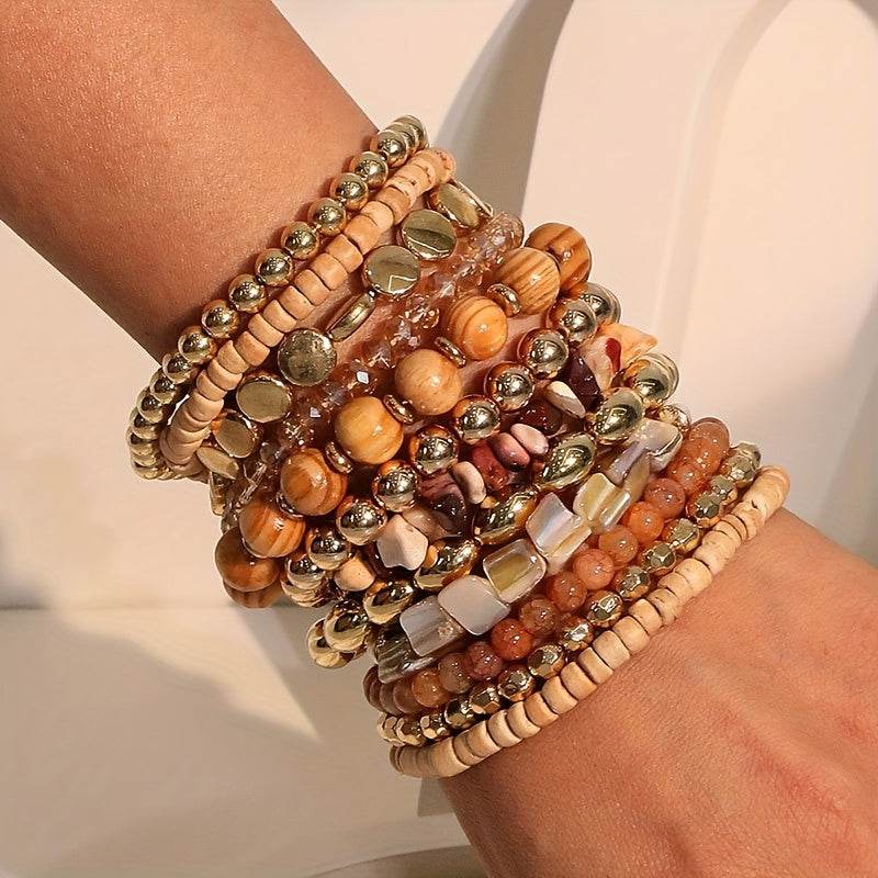 Bohemian Beach Bracelet Set – 12pcs Handmade Braided & Beaded Bracelets