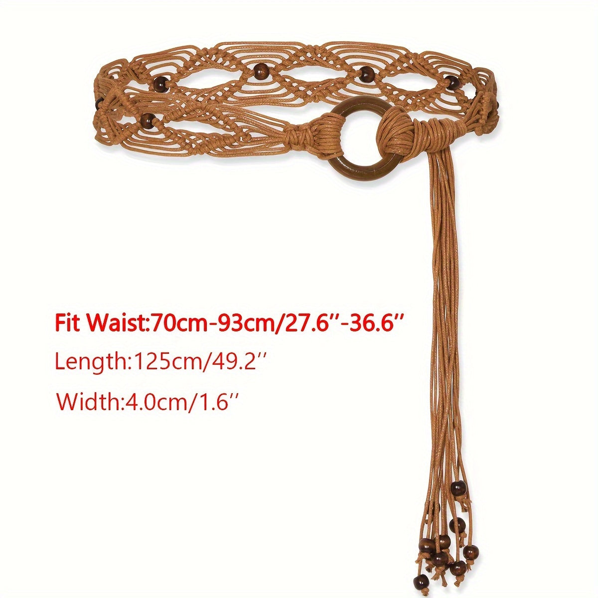 Handmade Braided Bohemian Belt for Women – Wax Rope & Wooden Circle Ethnic Waist Belt