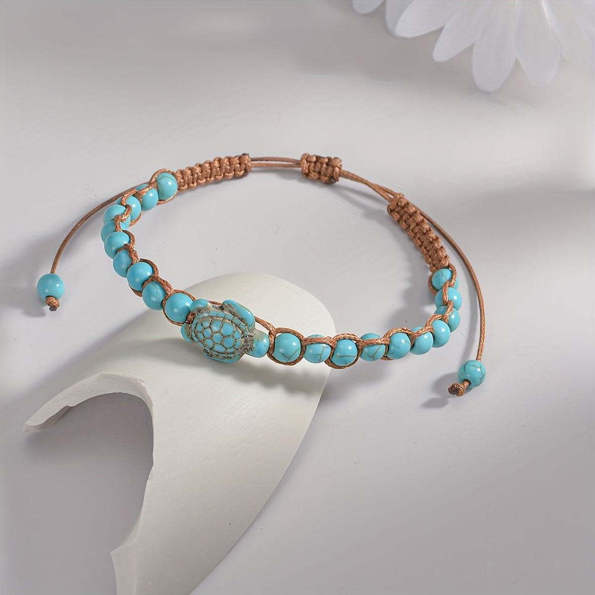 Sea Turtle Turquoise Beaded Anklet – Adjustable Bohemian Beach Jewelry (Unisex)