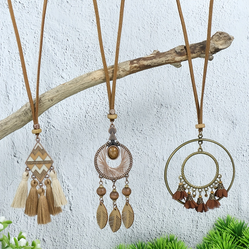 Brown Series Bohemian Pendant Necklace Set – Set of 3