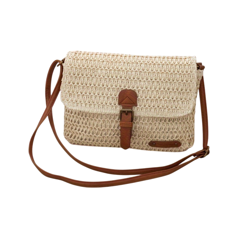 Women’s Vintage Woven Crossbody Messenger Bag – Casual Summer Beach Bag