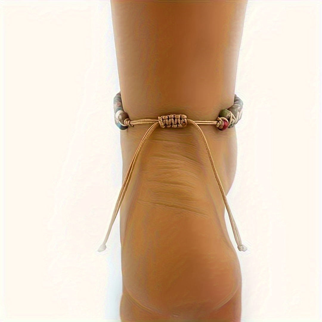 Adjustable Colorful Imperial Jasper Anklet – Handcrafted Boho-Chic Ankle Bracelet