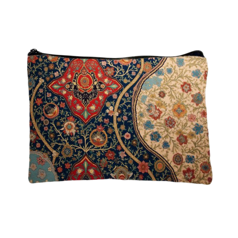 Vintage Bohemian Floral Print Makeup Bag – Persian-Inspired Tapestry Cosmetic Pouch