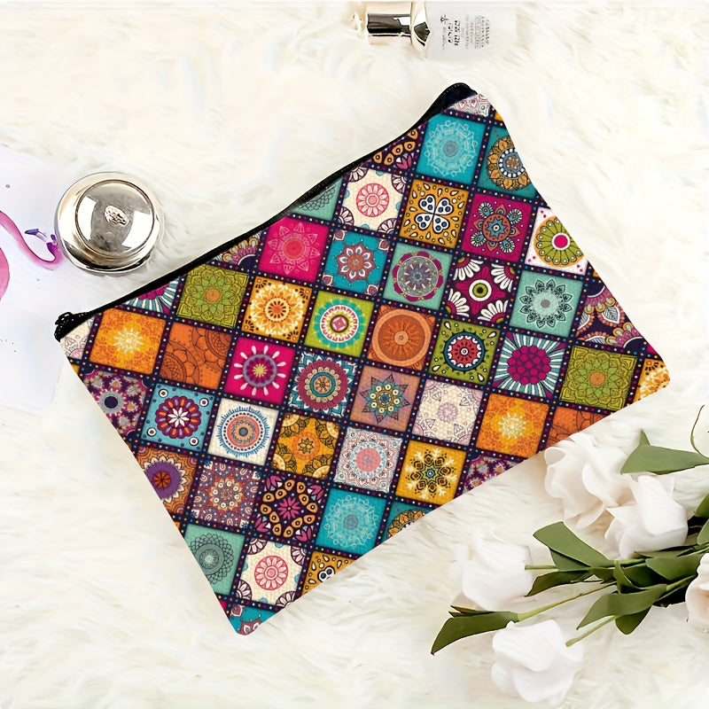 Bohemian-Style Toiletry Bag – Lightweight Travel Cosmetic Pouch with Zipper Closure