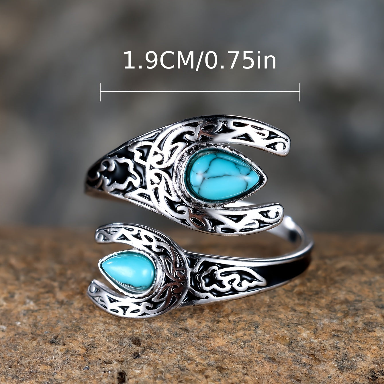 Vintage Western 925 sterling silver spoon thumb ring with turquoise-style stone