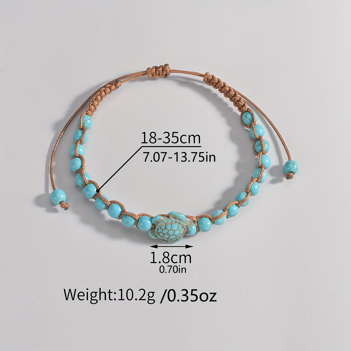 Sea Turtle Turquoise Beaded Anklet – Adjustable Bohemian Beach Jewelry (Unisex)