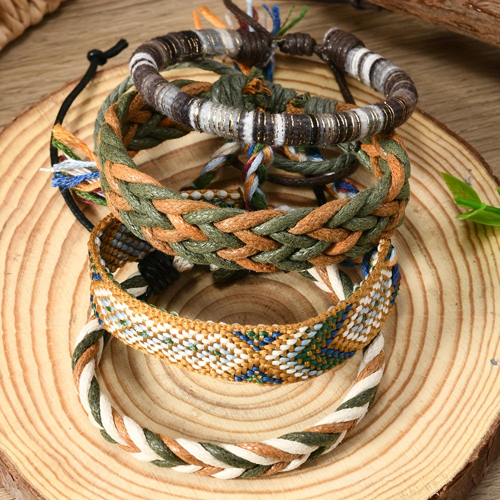 4pcs Bohemian Handmade Braided Bracelets – Vintage Style Jewellery