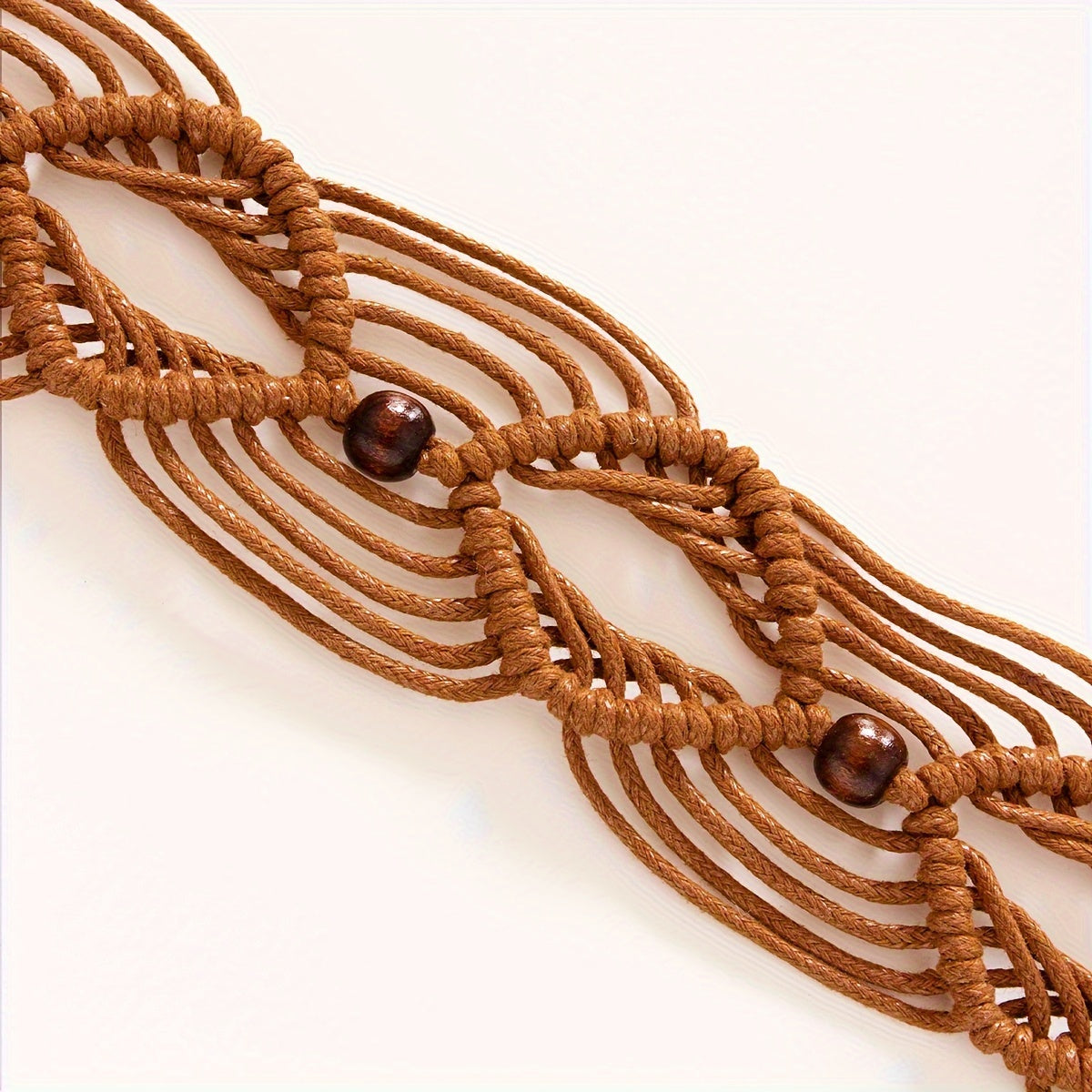 Handmade Braided Bohemian Belt for Women – Wax Rope & Wooden Circle Ethnic Waist Belt
