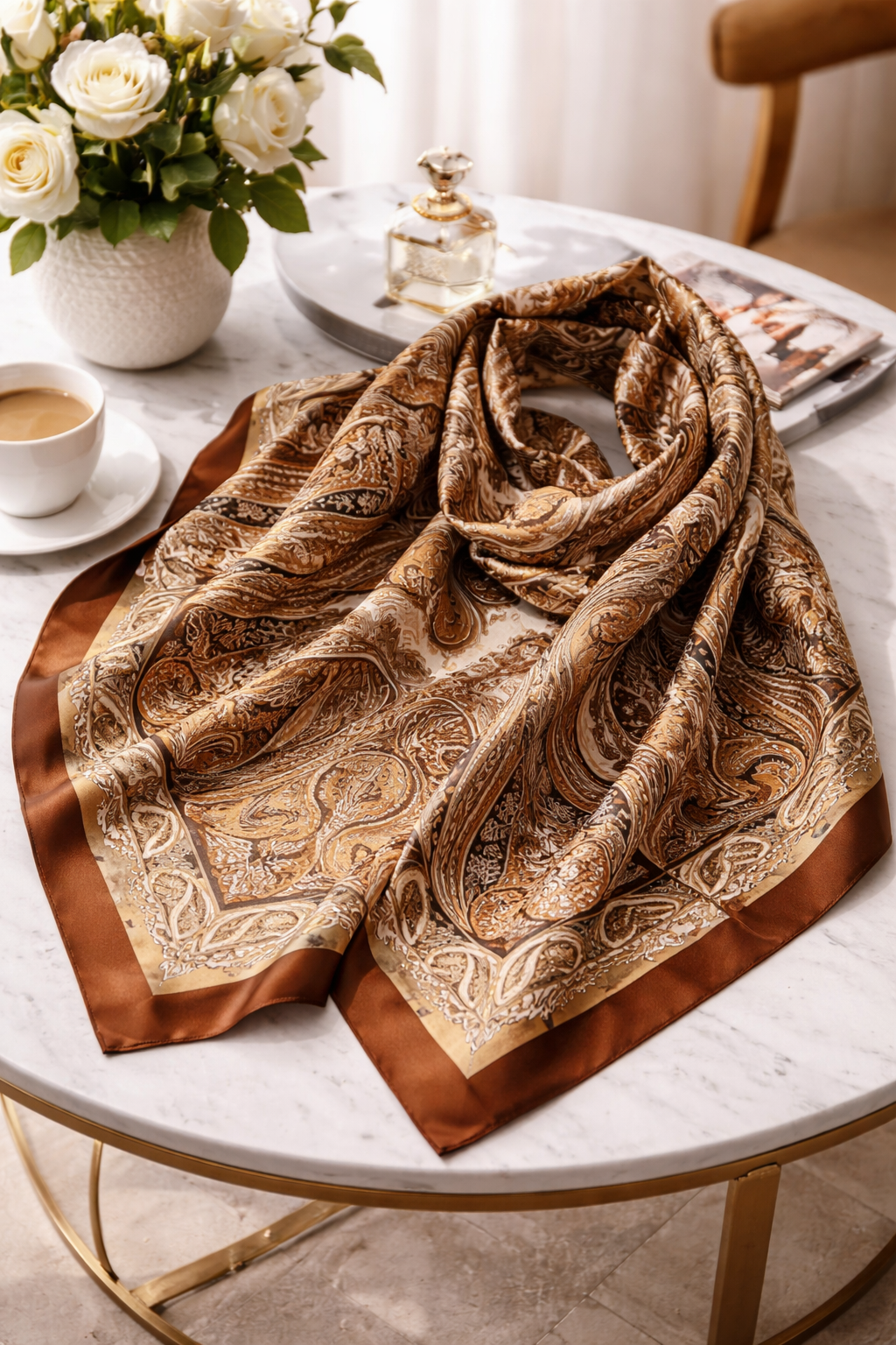 Retro Paisley Square Scarf – Soft & Smooth Polyester Fashion Accessory