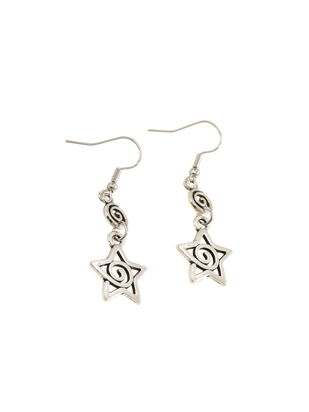 Retro Geometric Swirl Star Dangle Earrings
