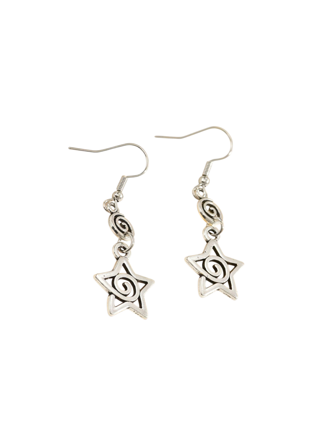 Retro Geometric Swirl Star Dangle Earrings