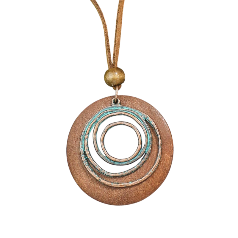 Necklace with a circular pendant on a white background