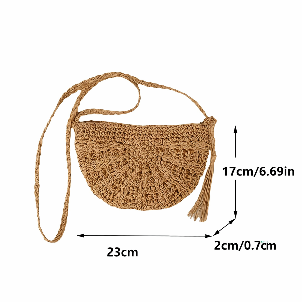 Woven Straw Crossbody Bag for Everyday Use with Adjustable Strap and Natural Texture