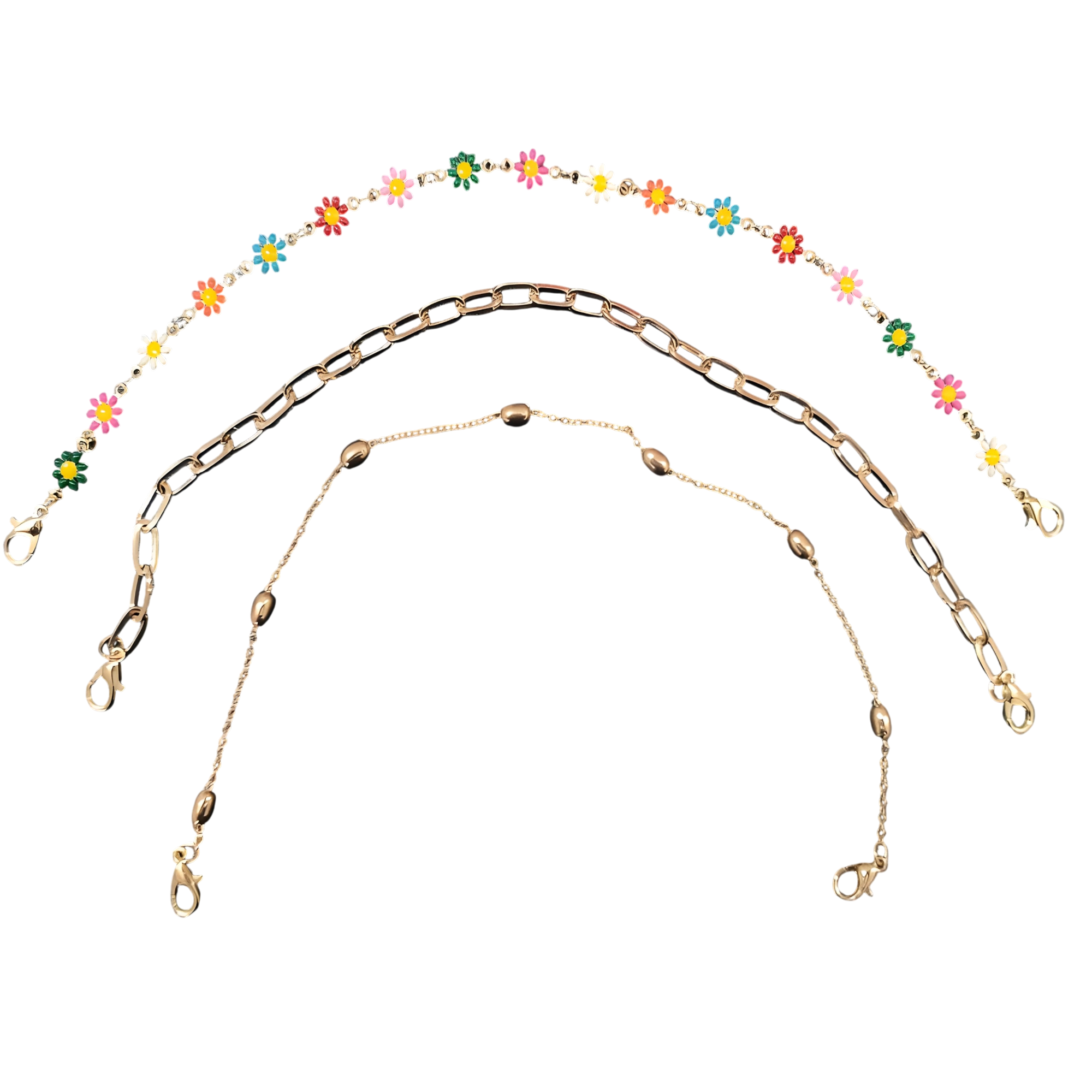 Boho Style Ankle Chain Set – 3pcs Versatile Decorative Chains