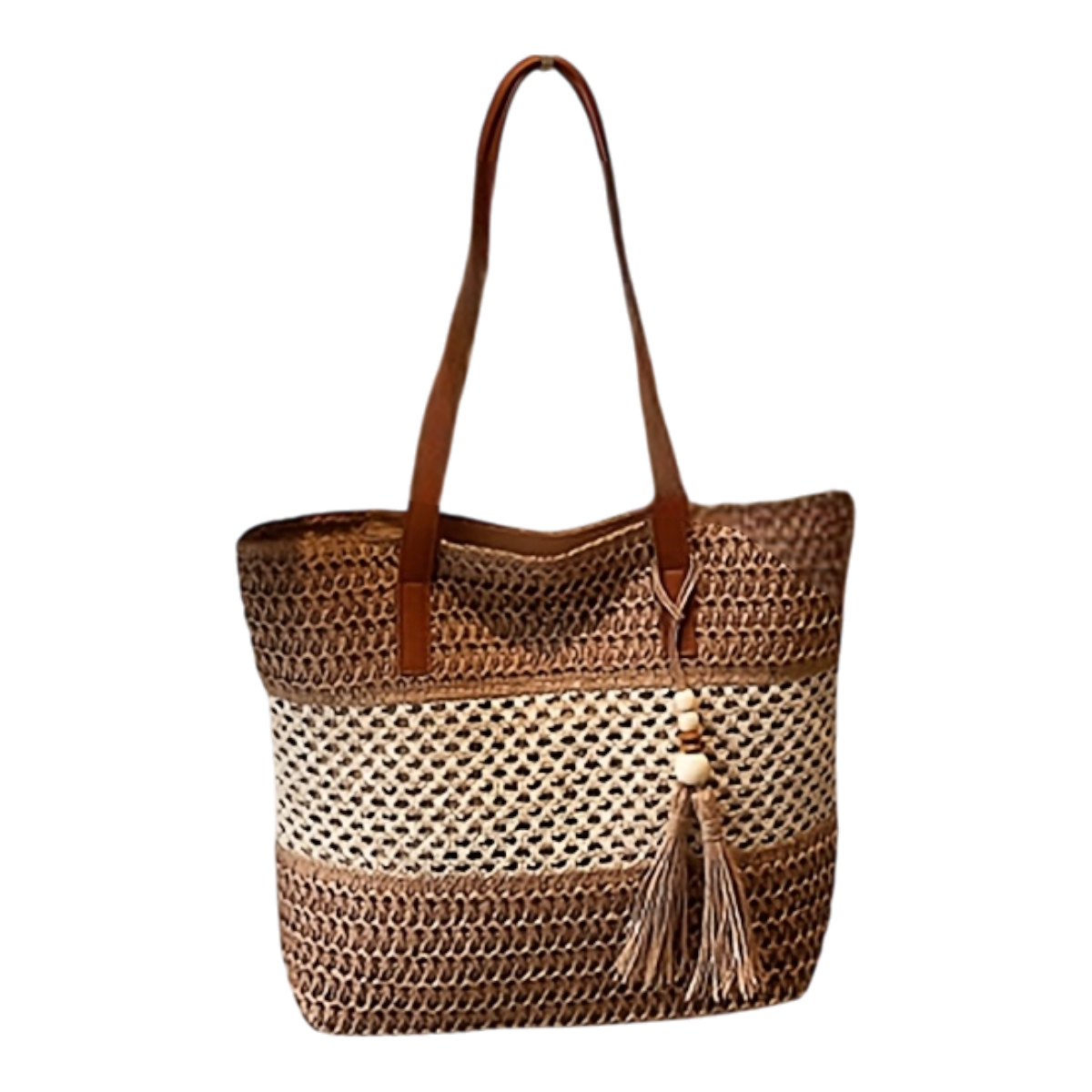 Spacious Fabric Handbag with Fringe Woven Shawl Strap for Everyday Casual Boho Style Use
