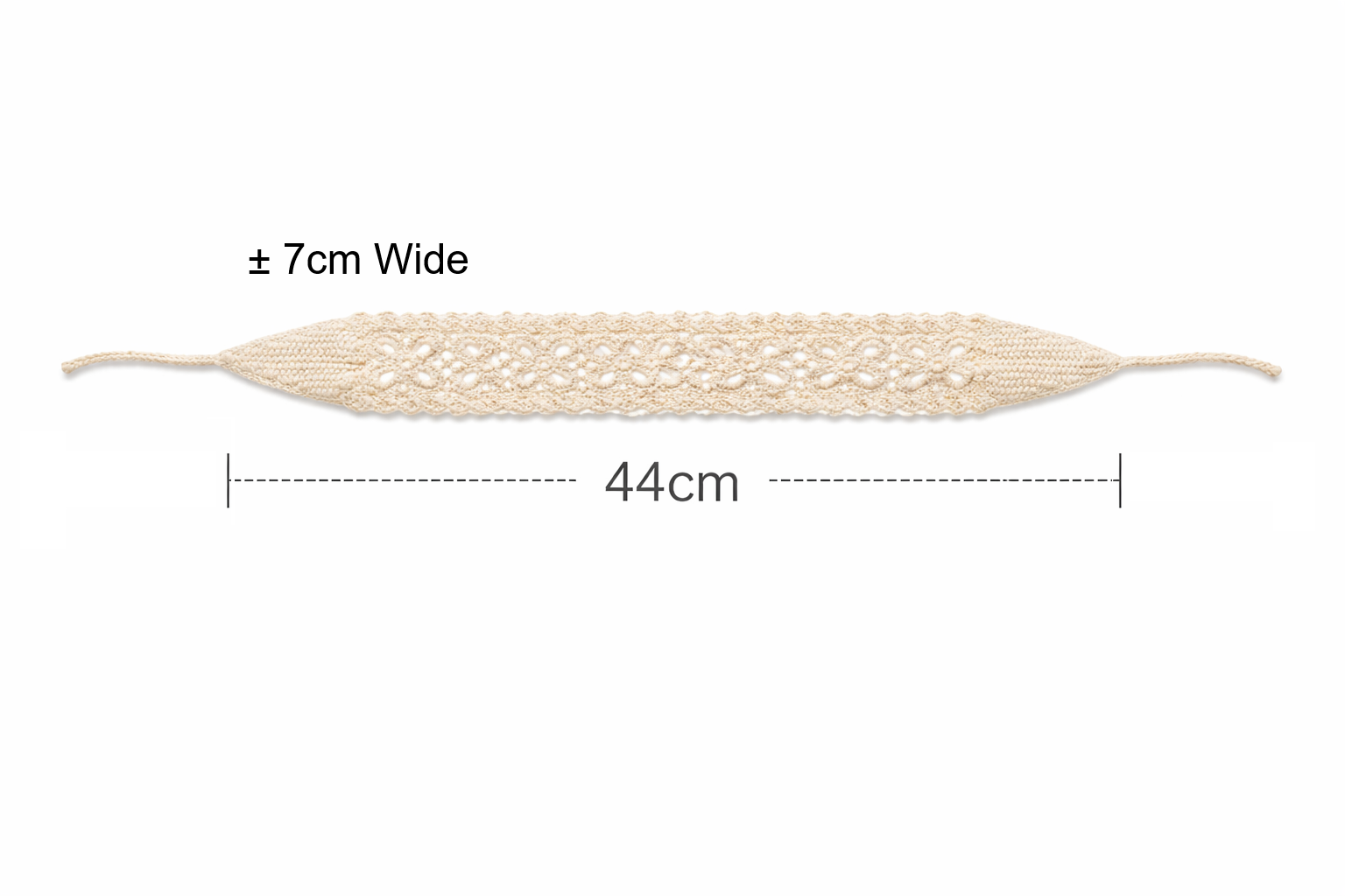 Boho Crochet Flower Hair Band - Soft knitted headband with adjustable tie-back.