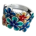 Vintage bohemian Zinc Alloy floral ring with colourful enamel-style detailing