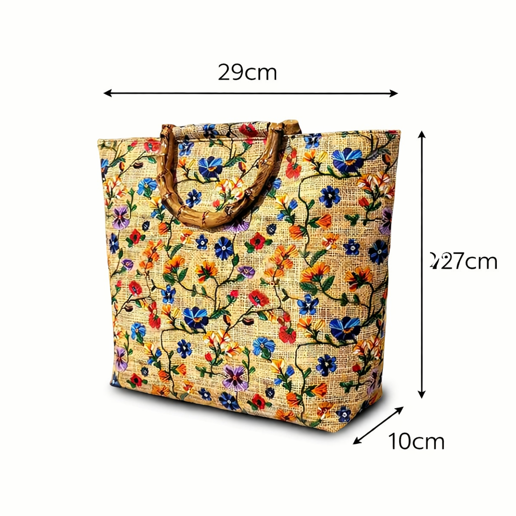 Bohemian Floral Embroidered Large Capacity Tote Bag for Everyday Use, Shopping & Travel
