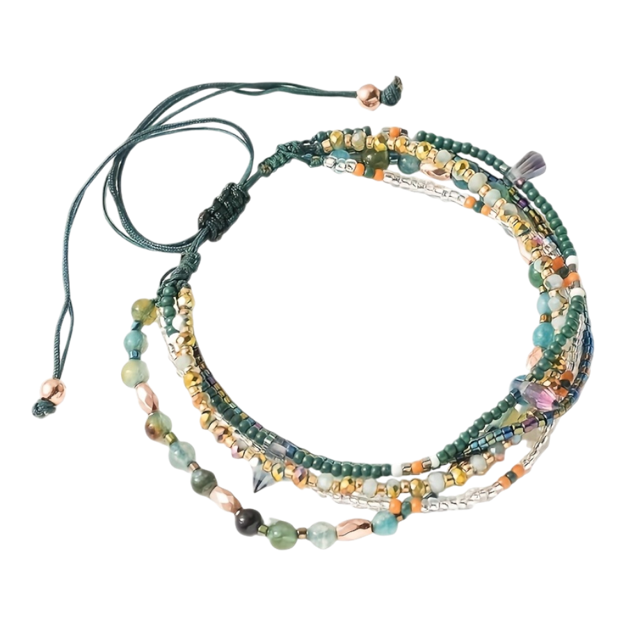 Vintage Bohemian Style Colourful Beaded Bracelet – Handmade Multi-Layer Ethnic Jewellery