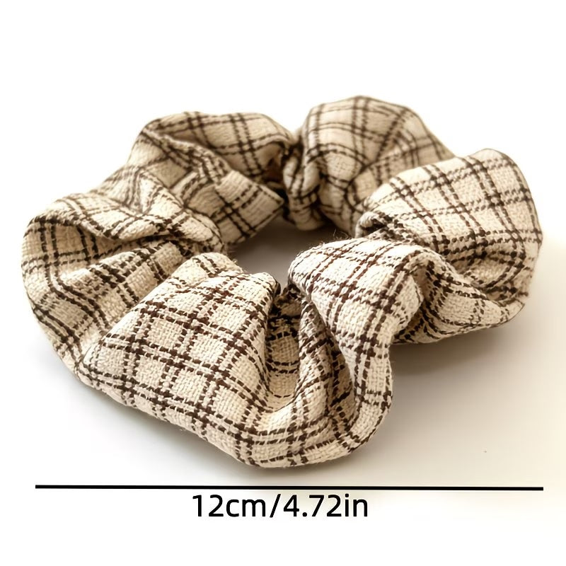 Set of 10 Retro Brown Fabric Scrunchies