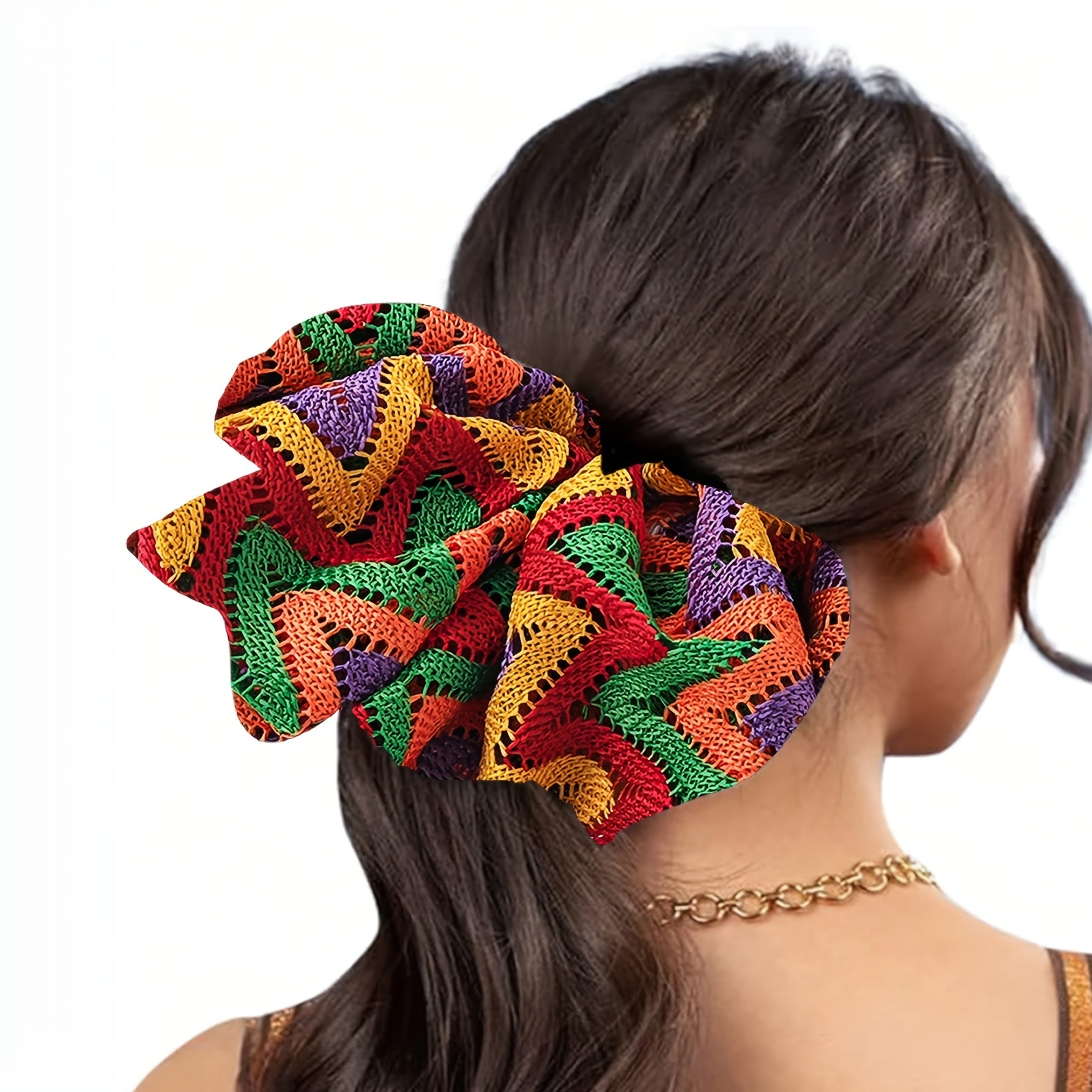 Extra Large Breathable Crochet Scrunchie – Summer Hair Tie for Women