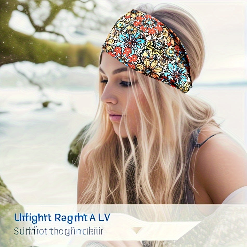 Vintage Colourful floral twisted headband with elastic turban design.