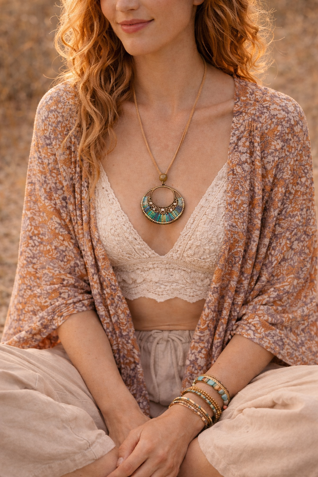 Vintage Bohemian Statement Pendant Necklace