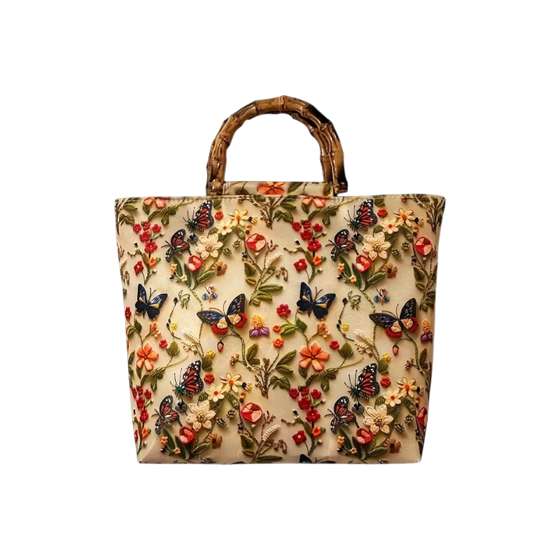 Bohemian Floral Embroidered Large Capacity Tote Bag for Everyday Use, Shopping & Travel