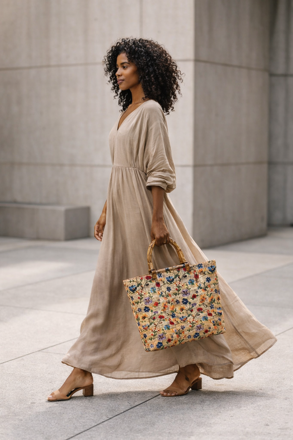 Bohemian Floral Embroidered Large Capacity Tote Bag for Everyday Use, Shopping & Travel
