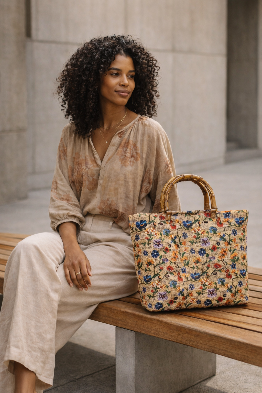 Bohemian Floral Embroidered Large Capacity Tote Bag for Everyday Use, Shopping & Travel