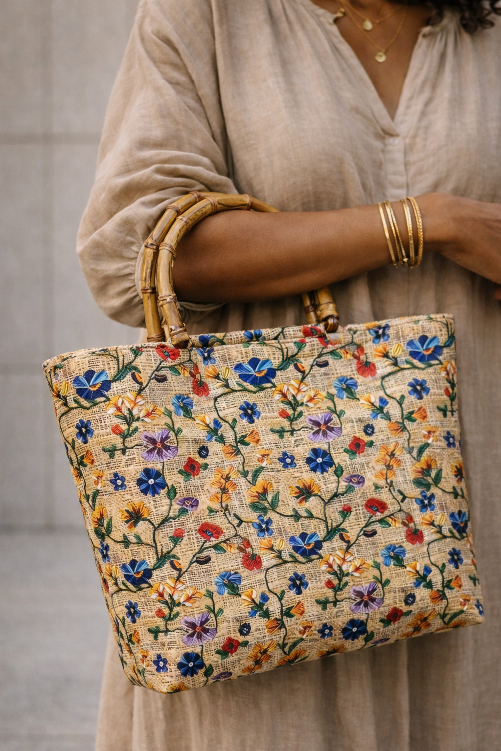 Bohemian Floral Embroidered Large Capacity Tote Bag for Everyday Use, Shopping & Travel