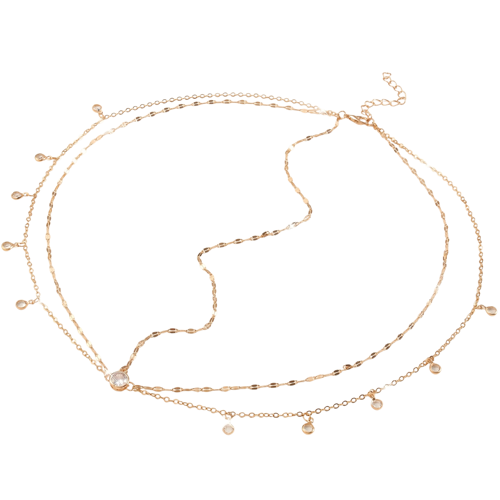 Fairy-style boho head chain with layered design and water diamond sparkle