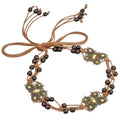 Butterfly-Inspired Vintage Braided Sash Belt with Wooden Beads