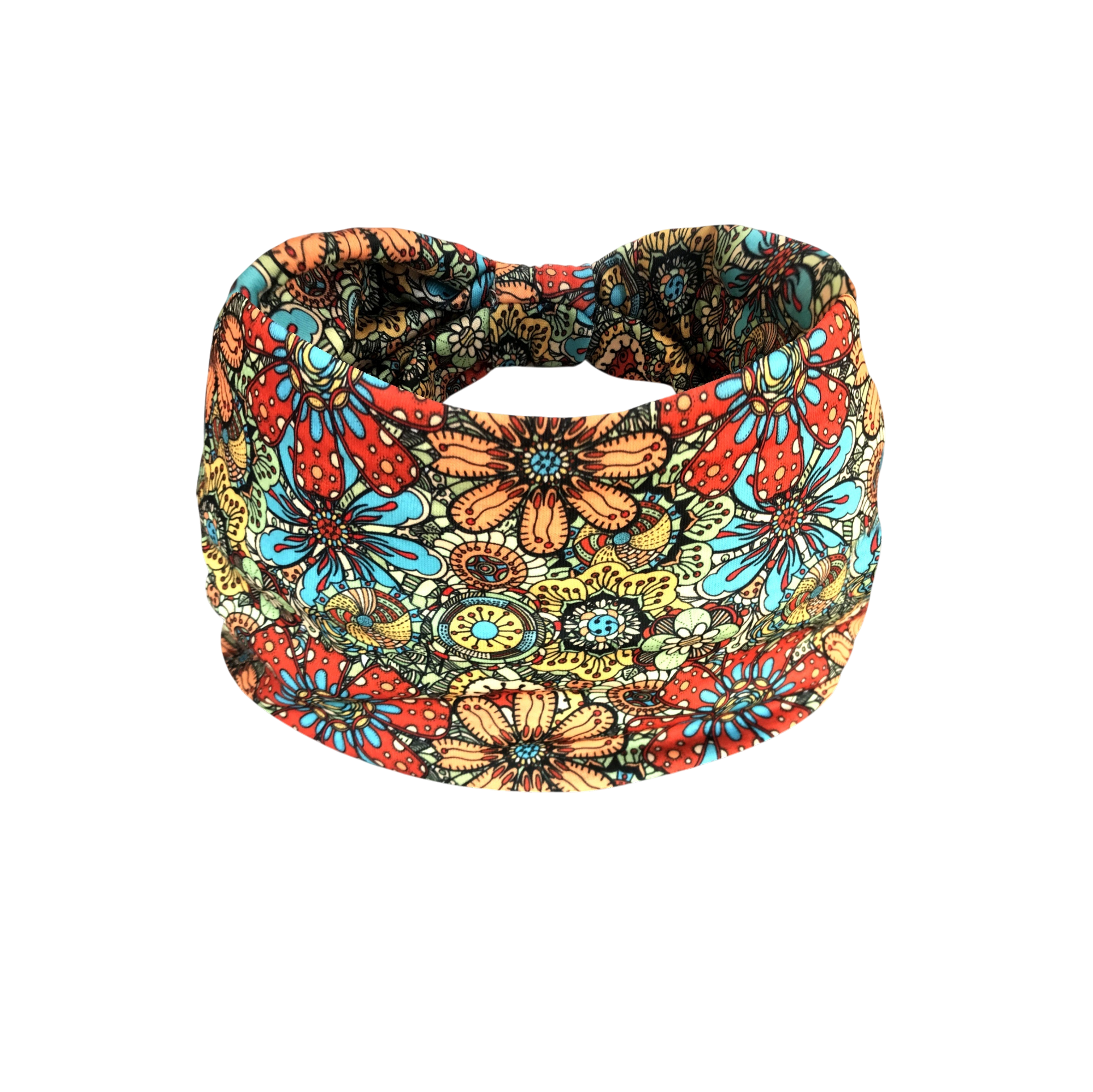 Vintage Colourful floral twisted headband with elastic turban design.