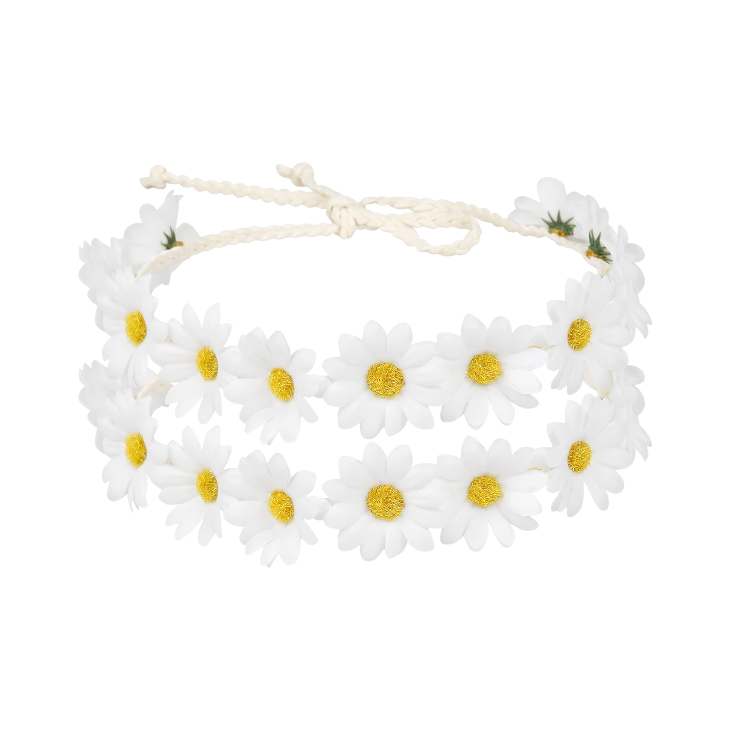2-pack sunflower and daisy flower crown headbands with adjustable tie-back