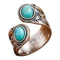 Bohemian Turquoise Adjustable Statement Ring - Vintage Silver Finish