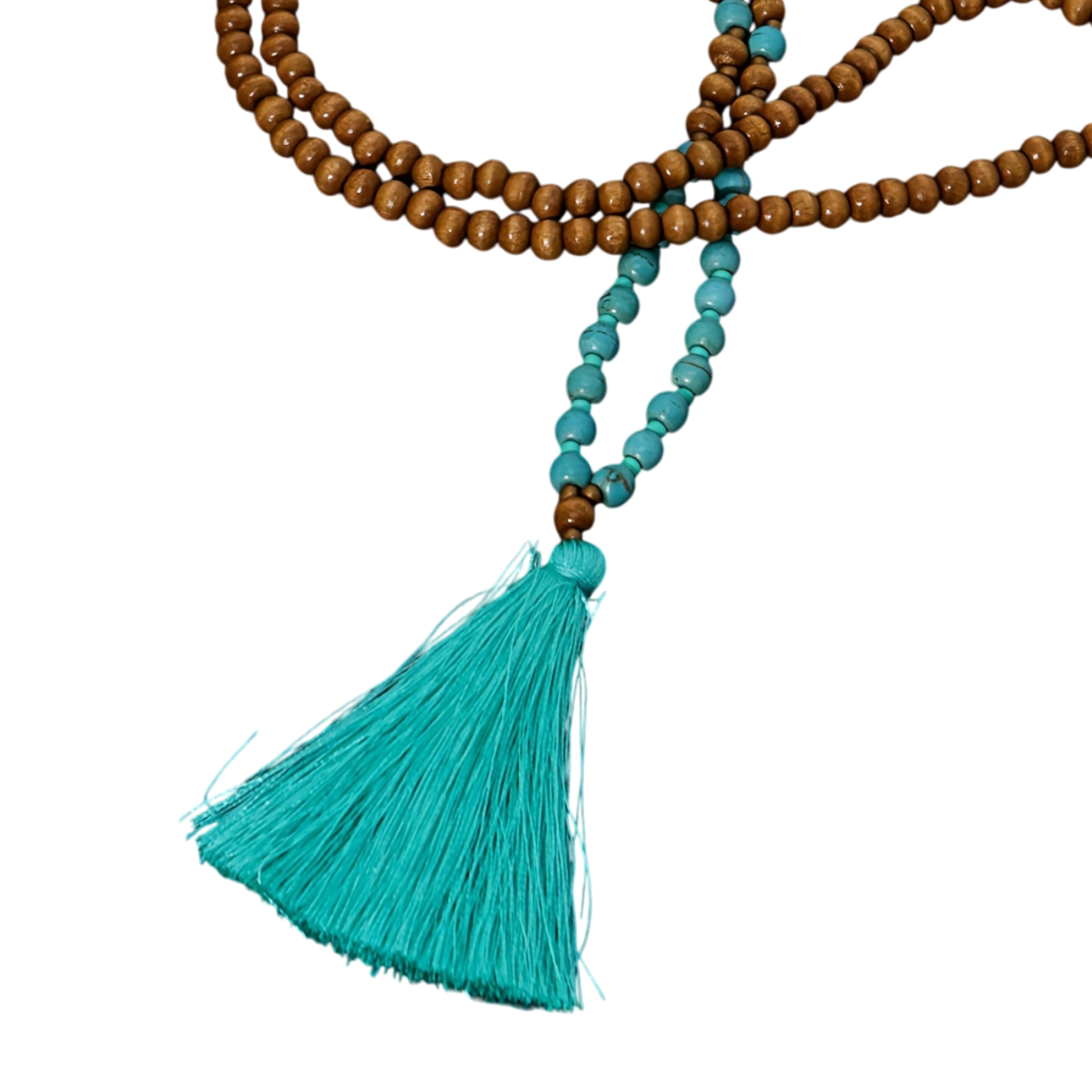 Bohemian Beaded Necklace with Turquoise Tassel Pendant