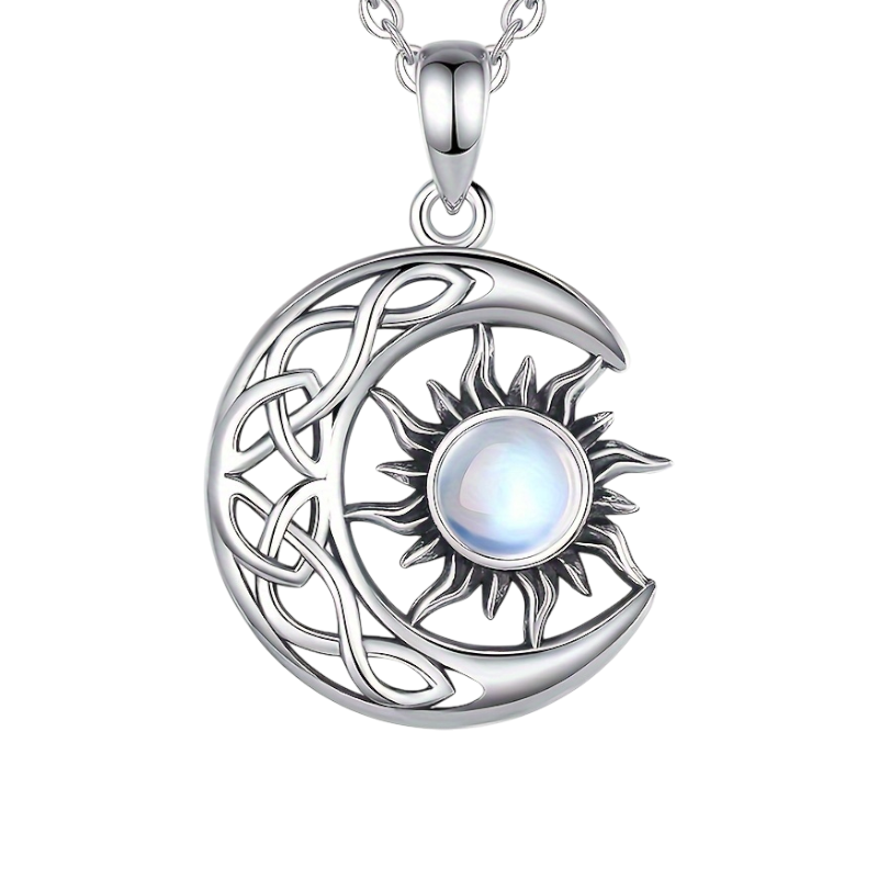Bohemian Moon & Sun Pendant Necklace – Elegant Women's Jewellery