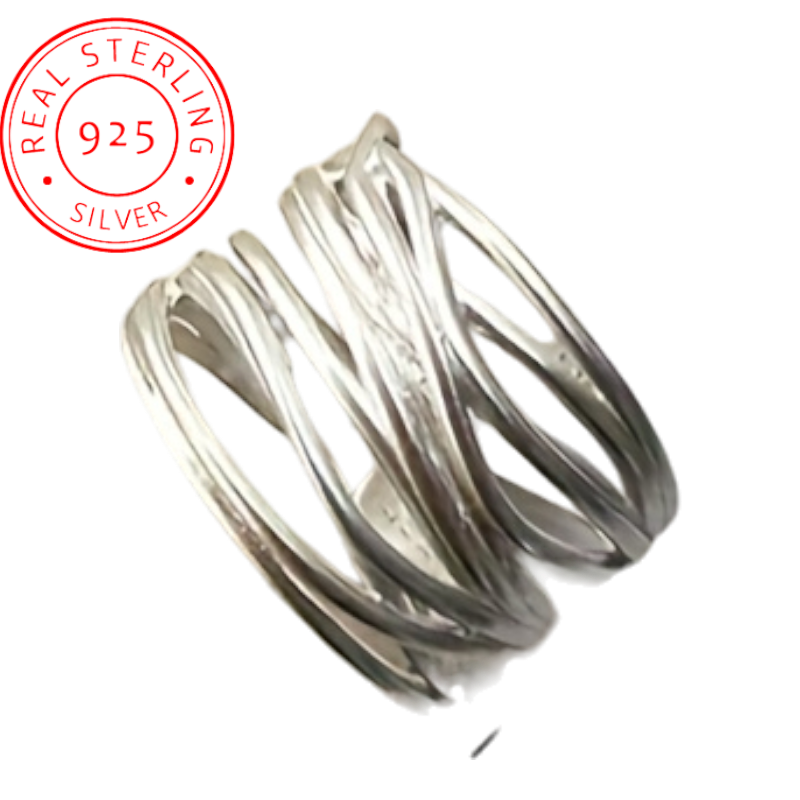 Wide adjustable 925 sterling silver ring with a vintage boho design