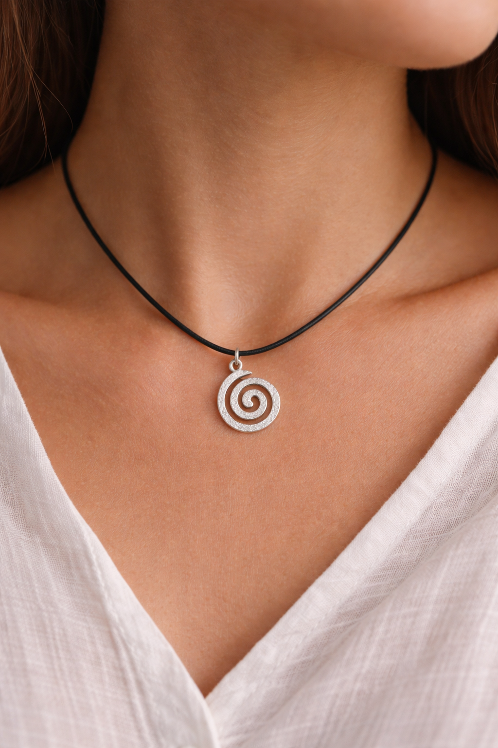 Small Bohemian Spiral Pendant Necklace