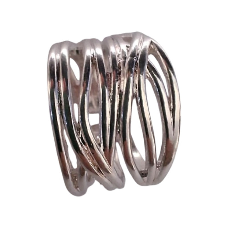 Wide adjustable 925 sterling silver ring with a vintage boho design